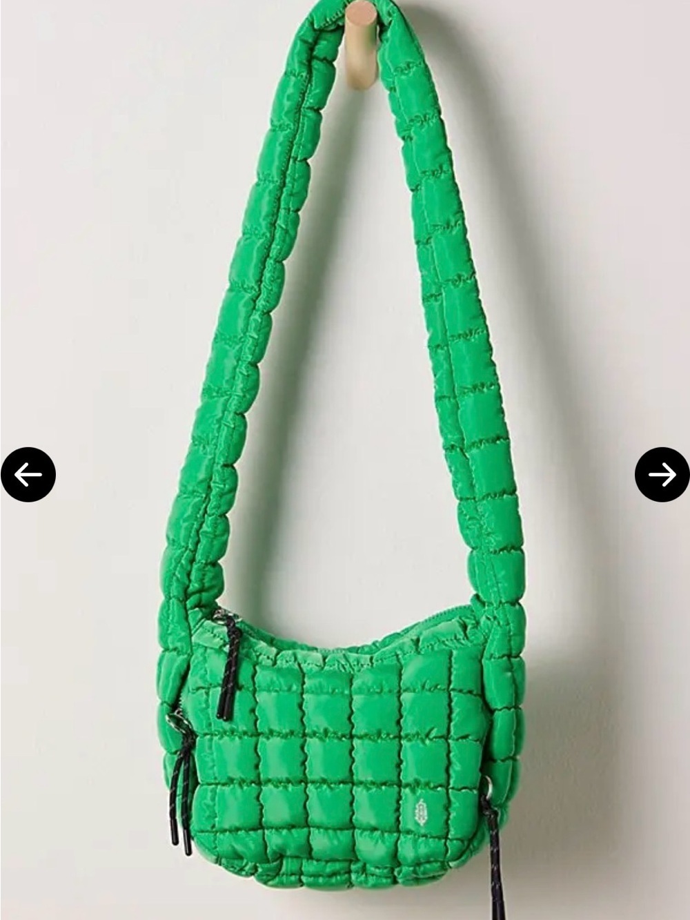 NWOT FREE PEOPLE Quilted Carryall Sling Bag, Green
